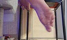 Dirty Slut Fingers Feet in Black Leggings Shower