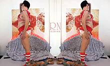 sexy schoolgirl regina dances striptease peeling panties for huge iguana toy double fun