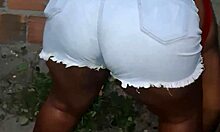 Neighbor's huge fat ass shakes while cleaning yard