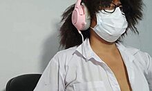 beautiful latina student flashes natural tits excited homework uniform