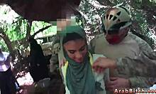 striptease teen rips lingerie for webcam anal beads with army stud outdoors