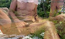 Blonde Wife's Accidental Public Beach Handjob Outdoor Cumshot