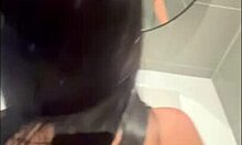 Risky bareback fuck in mall bathroom with eager latina teen craving creampie