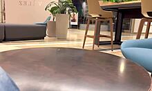 Risky bareback fuck in mall bathroom with eager latina teen craving creampie