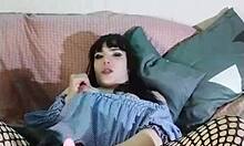 Fuckin' myself horny with Lammy pixel dildo vibrator!