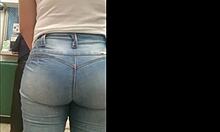 y bends over showing off that great bubble ass in public spycam voyeur hidden cam outdoor tease