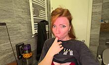 Redhead Beauty Risks Orgasm Squirting in Toilet Fingering Session