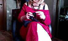 mature milf shows off gorgeous huge ass bent over in horny solo tease