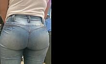y bends over showing off that great bubble ass in public spycam voyeur hidden cam outdoor tease