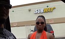 street hooker bends over taking stranger's throbbing bbc for cash