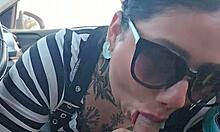Latina Wife Deepthroats Big Cock Tattoo Hubby Car Public Uber Payment