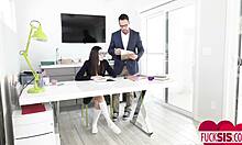 Emily Willis bends over for intense daddy spanking on her big tits milf ass