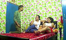 wild indian bhabhi lets stepsister ride her husband's thick cock in dirty taboo threesome
