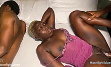 after long christmas drive horny ebony housewife cheats on sleeping husband with big black cock in bed