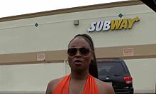 street hooker bends over taking stranger's throbbing bbc for cash