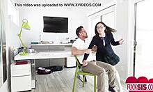Emily Willis bends over for intense daddy spanking on her big tits milf ass