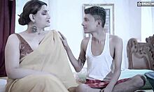 desi indian milf house owner with big boobs gets hardcore fucked by two thirki servants hindi