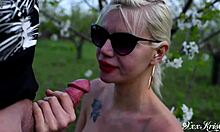 Gardener's sloppy public facefuck ends with cum swallow surprise