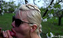 Gardener's sloppy public facefuck ends with cum swallow surprise