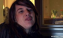 r�si fingers her wet shaved pussy intimately