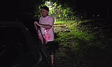 Curious how this married Latina grabs two strangers on street for public doggystyle while hubby watches?