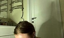 Blonde bbw gags on sloppy deepthroat then rides cam with big natural tits