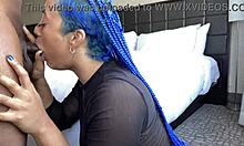blue hair throatgoat delivers sloppy deepthroat on monster cock craving that facial cumshot