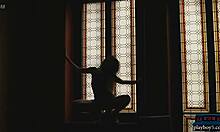 Don't you love petite redhead Sabina Rouge's lingerie striptease posing?