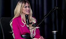 angel baronesa in sheer red shows off blowjob skills gets tits sucked plug slips into ass then pees for client's jerk off