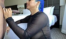 blue hair throatgoat delivers sloppy deepthroat on monster cock craving that facial cumshot