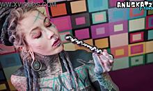 german goth skinny tattooed girl first time anal with big dick guy squirting assplay