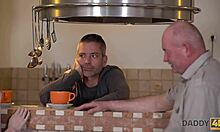 Skinny Russian peach chats with boyfriend's daddy before monster bbc anal double penetration pain.