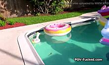 Broke Busty Asian Teen 18+ Gets Hard Fucked Outdoors Poolside Pov