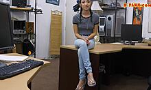 Very Slim PETITE Teen SHAVED Gets DRILLED POV Blowjob Pawnshop Owner!!