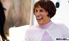 StepMom's Strapon Waits for Shaved Pussy Lick and Old Young Lesbian Play