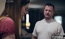 distraught pregnant teen gets manipulated into hard pounding by boyfriend's stepdad