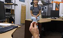 Very Slim PETITE Teen SHAVED Gets DRILLED POV Blowjob Pawnshop Owner!!