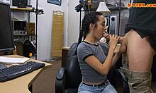 Very Slim PETITE Teen SHAVED Gets DRILLED POV Blowjob Pawnshop Owner!!