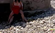 couple slips away to hidden spot for wild outdoor romp