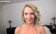 cute blonde teen ally brooks delivers pov blowjob with messy facial