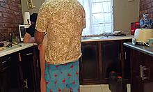 Curvy Kitchen Milf Strokes Fat Cock to Big Ass Cumshot