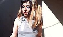 bonneyuwu teases her sexy body in cosplay outfits showing off cards outdoors