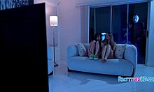 Petite shaved sis cowgirl rides brother's monster cock on halloween pov