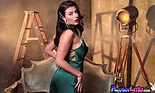 Petite british teen gal ritchie unleashes her big natural tits in a ripped clothes striptease frenzy