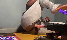 Aggressive Housewife Juices Up Pussy With Massive Vibrator Machine Orgasms