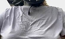 Motogirl Tanned with Big Tits Begs Passenger to Pinch Nipples While Riding Moans Wet