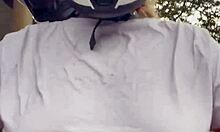 Motogirl Tanned with Big Tits Begs Passenger to Pinch Nipples While Riding Moans Wet