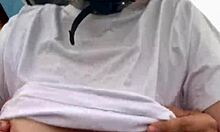 Motogirl Tanned with Big Tits Begs Passenger to Pinch Nipples While Riding Moans Wet