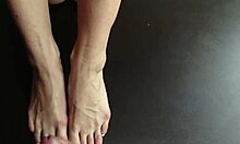 Bent over policewoman's feet lead to squirting footjob cumshot fetish