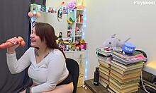 so this curvy bbw milf teases with dirty talk while fucking a guy off camera in cuckold scene